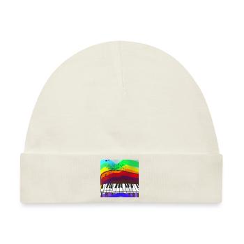 Piano auf Regenbogen - Musik - Baby Premium Organic Mütze - Naturweiß - Vorne