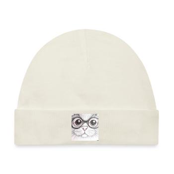 Süße Cartoon Katze - Baby Premium Organic Mütze - Naturweiß - Vorne