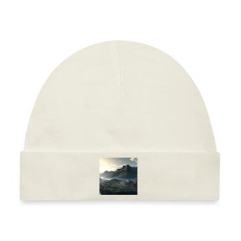 Wunderschöne Berglandschaft im Nebel - Baby Premium Organic Mütze - Naturweiß - Vorne