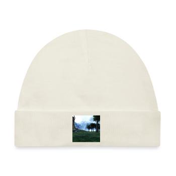 Wunderschöne Berglandschaft im Nebel - Baby Premium Organic Mütze - Naturweiß - Vorne
