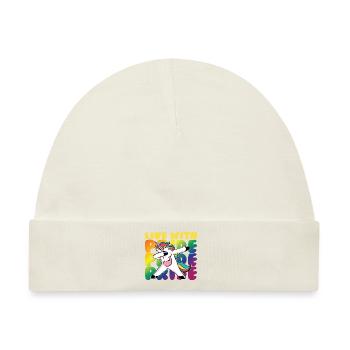 Live with Pride Einhorn Unicorn - Baby Premium Organic Mütze - Naturweiß - Vorne