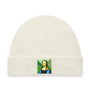 mona lisa in van gogh style - Baby Premium Organic Mütze - Naturweiß - Vorne