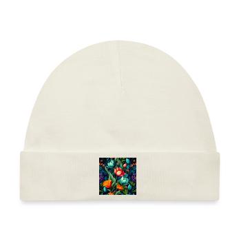 Blumen Muster Florales Design - Baby Premium Organic Mütze - Naturweiß - Vorne