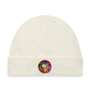 Blumen Kreis | Floral Circle | Flower Design - Baby Premium Organic Mütze - Naturweiß - Vorne