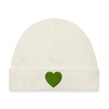 Moos Herz Natur Liebe - Baby Premium Organic Mütze - Naturweiß - Vorne