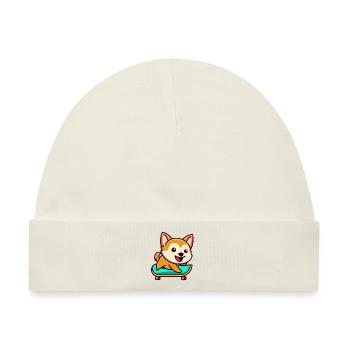 Skateboard Hund Nette Skateboarding Doggy Canine - Baby Premium Organic Mütze - Naturweiß - Vorne