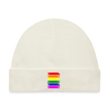 Regenbogenstreifen quer - Baby Premium Organic Mütze - Naturweiß - Vorne