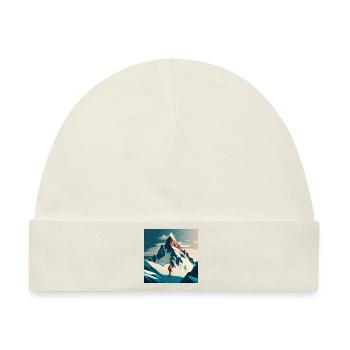 Illustration Bergskifahrer, Skipiste - Baby Premium Organic Mütze - Naturweiß - Vorne