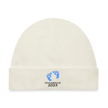 Wunschkind 2023 Junge - Baby Premium Organic Mütze - Naturweiß - Vorne