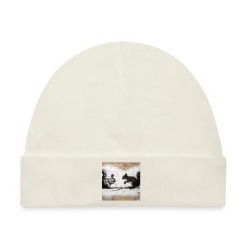 Hase vs Hörnchen - Baby Premium Organic Mütze - Naturweiß - Vorne