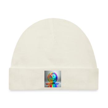 Bitcoin Symbol in farbenfrohem Design HD - Baby Premium Organic Mütze - Naturweiß - Vorne
