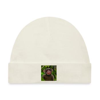 Monkey - Baby Premium Organic Mütze - Naturweiß - Vorne