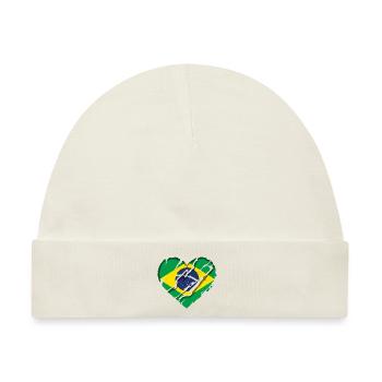 Brasilien Flagge Brasilianische Fahne Südamerika - Baby Premium Organic Mütze - Naturweiß - Vorne