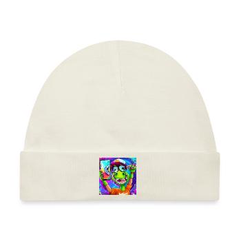Cooler Dinosaurier macht Selfie V6 Geschenk - Baby Premium Organic Mütze - Naturweiß - Vorne