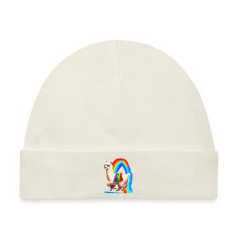 Regenbogen Alpaka - Baby Premium Organic Mütze - Naturweiß - Vorne