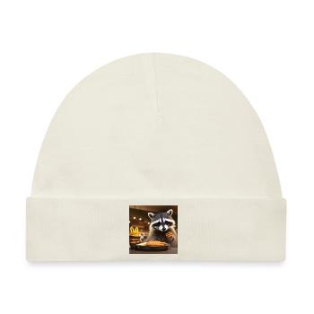 Waschbär im Fastfood Restaurant - Baby Premium Organic Mütze - Naturweiß - Vorne