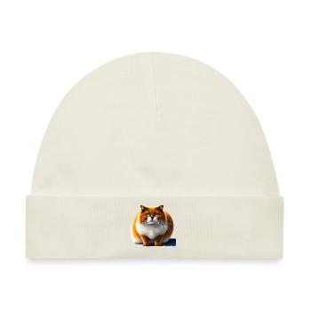 Fette Katze mit flauschigem Fell - Baby Premium Organic Mütze - Naturweiß - Vorne