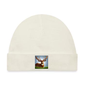 Hirsch im Gras - Baby Premium Organic Mütze - Naturweiß - Vorne