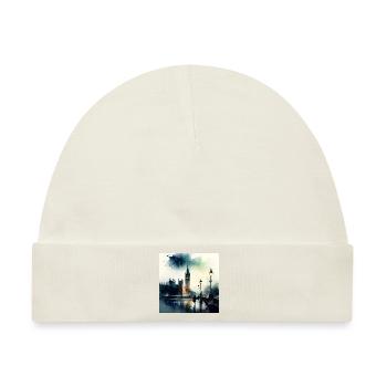 London Landschaft Big Ben Aquarell - Baby Premium Organic Mütze - Naturweiß - Vorne