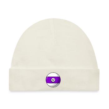 Billardkugel 12 violett Billard zwölf - Baby Premium Organic Mütze - Naturweiß - Vorne