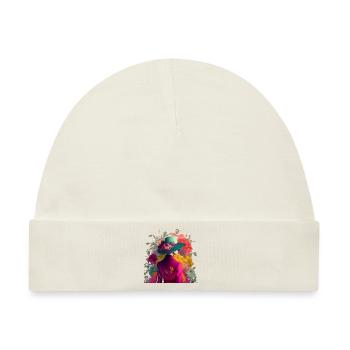 Model mit Hut und Blumen Geschenk - Baby Premium Organic Mütze - Naturweiß - Vorne