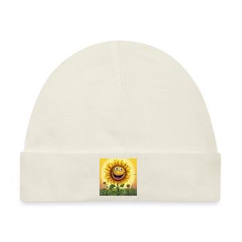 Sonnenblume Cartoon - Baby Premium Organic Mütze - Naturweiß - Vorne