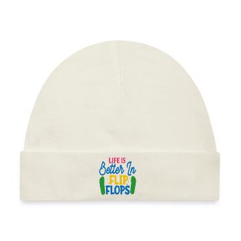 Life is better in Flip Flops - Baby Premium Organic Mütze - Naturweiß - Vorne