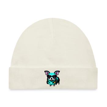 Chihuahua futuristisch neon - Baby Premium Organic Mütze - Naturweiß - Vorne