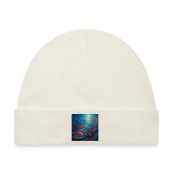 Bunter Fischschwarm im Meer - Baby Premium Organic Mütze - Naturweiß - Vorne