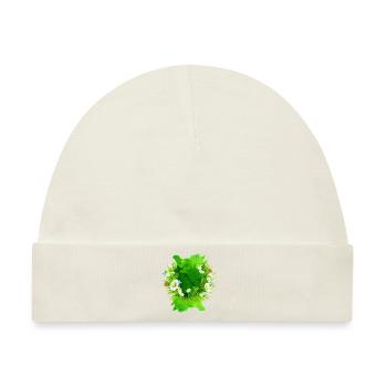 Frühlingsmotiv mit Wiese Blumen Gras - Baby Premium Organic Mütze - Naturweiß - Vorne