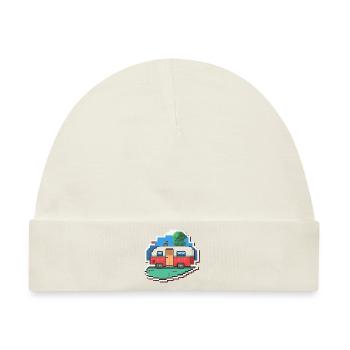 pixel vintage camper car - Baby Premium Organic Mütze - Naturweiß - Vorne