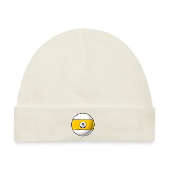 Billardkugel 9 gelb Billard neun - Baby Premium Organic Mütze - Naturweiß - Vorne