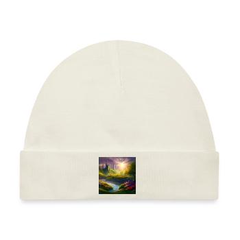 Gemälde einer Fantasielandschaft bei Sonnenaufgang - Baby Premium Organic Mütze - Naturweiß - Vorne