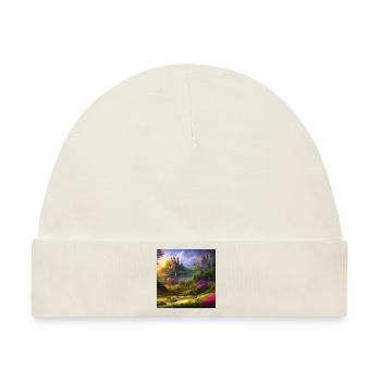 Gemälde einer Fantasielandschaft bei Sonnenaufgang - Baby Premium Organic Mütze - Naturweiß - Vorne