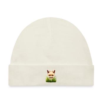 Kleiner Fuchs versteckt sich im Gras - Baby Premium Organic Mütze - Naturweiß - Vorne