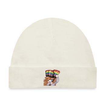 Pillowg1rl Emote mit Prideflagge - Baby Premium Organic Mütze - Naturweiß - Vorne