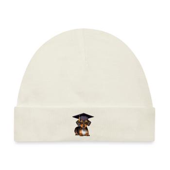 Bachelor Dachshund Schulabschluss Studium Uni - Baby Premium Organic Mütze - Naturweiß - Vorne