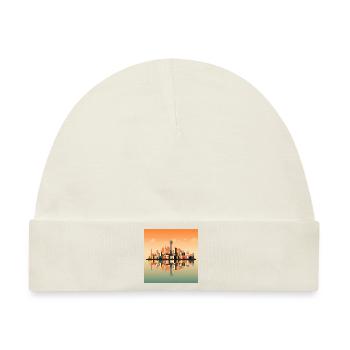 Düsseldorf Skyline Abendrot - Baby Premium Organic Mütze - Naturweiß - Vorne