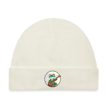 Mondschein Frosch mit Gitarre - Baby Premium Organic Mütze - Naturweiß - Vorne