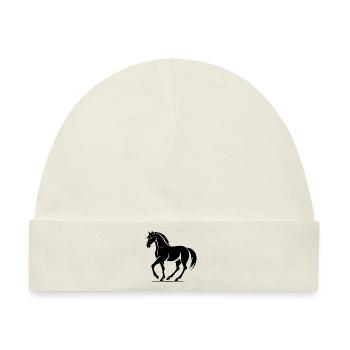 Pferd Pferdekopf Pony - Baby Premium Organic Mütze - Naturweiß - Vorne