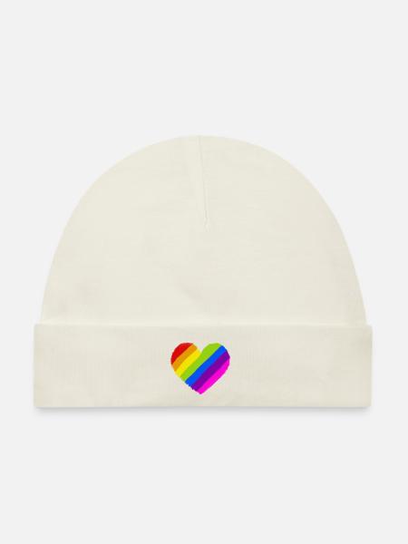 Pride Regenbogen Herz - Baby Premium Organic Mütze - Naturweiß