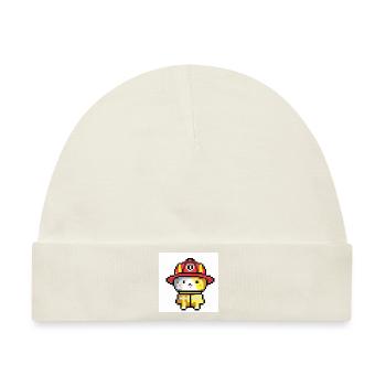 Katze Feuerwehr, Uniform, Pixelart - Baby Premium Organic Mütze - Naturweiß - Vorne