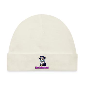 Eine Katze, die einen Fedora und eine Sonnenbrille trägt - Baby Premium Organic Mütze - Naturweiß - Vorne