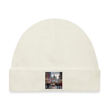 Straße mit Straßenbahn - Baby Premium Organic Mütze - Naturweiß - Vorne