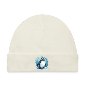 Lustiger Pinguin trotzt der Kälte - Baby Premium Organic Mütze - Naturweiß - Vorne