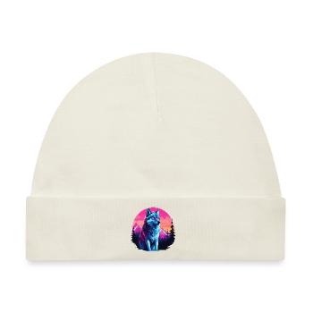 Wolf Wolfskopf Wölfe Wolfsrudel Natur Neon Bunt - Baby Premium Organic Mütze - Naturweiß - Vorne