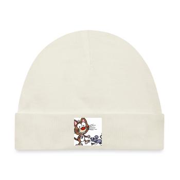 Katze und Maus - Baby Premium Organic Mütze - Naturweiß - Vorne