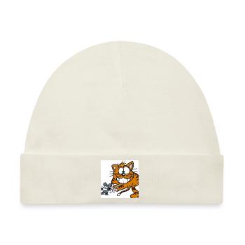 Katze und Maus - Baby Premium Organic Mütze - Naturweiß - Vorne