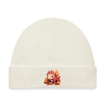 Herbst-Axolotl: Bunte Blätter und Drachen-Motiv in - Baby Premium Organic Mütze - Naturweiß - Vorne
