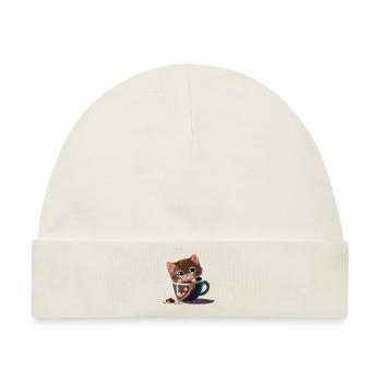 cup cat - Baby Premium Organic Mütze - Naturweiß - Vorne